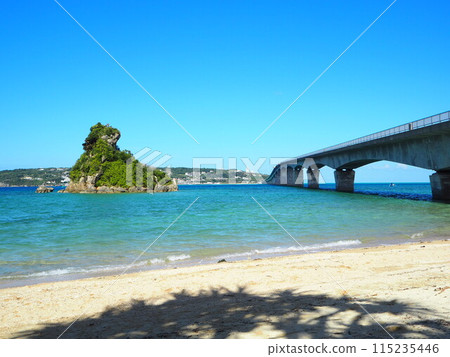 Kouri Bridge leading to Kouri Island, Okinawa Prefecture and Frog Island 115235446