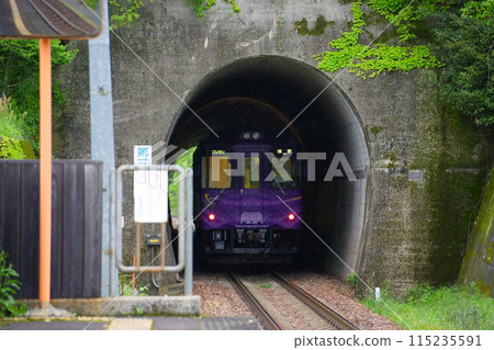 智頭特快列車天星從宮本武藏站出發進入隧道（岡山縣美作市） 115235591