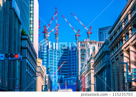 Tokyo cityscape in June. View of the redevelopment project of Nihonbashi 1-chome from Muromachi 3-chome South = 5th Tokyo cityscape in June. View of the redevelopment project of Nihonbashi 1-chome from Muromachi 3-chome South = 5th 115235703