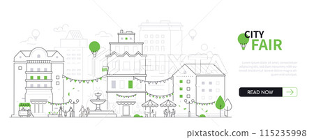 City fair - modern thin line design style vector banner 115235998