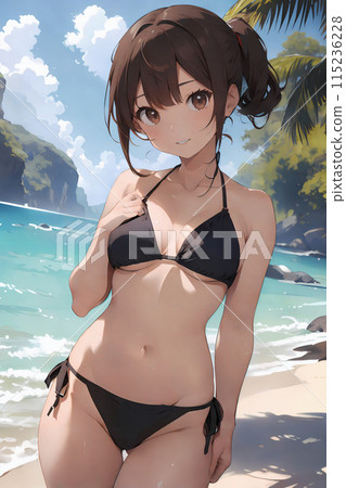 海灘上穿比基尼的女人 [AI 生成圖像] 115236228