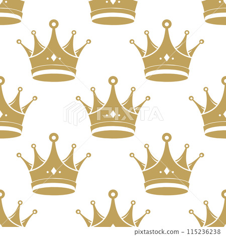 Seamless pattern of royal crowns. Silhouettes of crowns on a white background. Print, textile, wallpaper Seamless pattern of royal crowns. Silhouettes of crowns on a white background. Print, textile, wallpaper 115236238