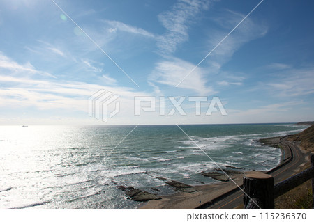 Coastline and roads seen from the hilltop Coastline and roads seen from the hilltop 115236370