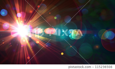Colorful lens flare effect, cosmic radiation, sunlight glare, clipart isolated on black background. Bokeh lights. Colorful lens flare effect, cosmic radiation, sunlight glare, clipart isolated on black background. Bokeh lights. 115236508