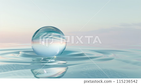 This 3D render features a clear glass shape and reflection of the water surface. It is a simple modern minimalist wallpaper. This 3D render features a clear glass shape and reflection of the water surface. It is a simple modern minimalist wallpaper. 115236542