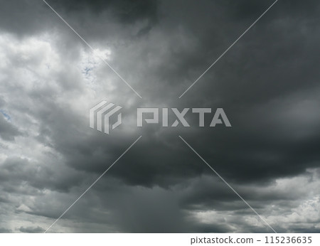 Cumulonimbus cloud formations on tropical sky , Nimbus moving , Abstract background from natural phenomenon and gray clouds hunk , Thailand 115236635