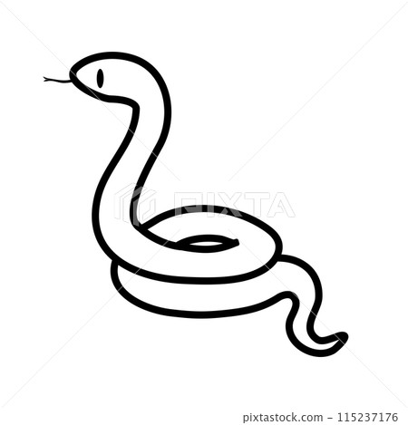 Black and white illustration of a cute white snake 115237176