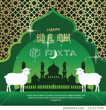 Eid al adha greetings social media post.Vector illustration Eid al adha greetings social media post.Vector illustration 115237349