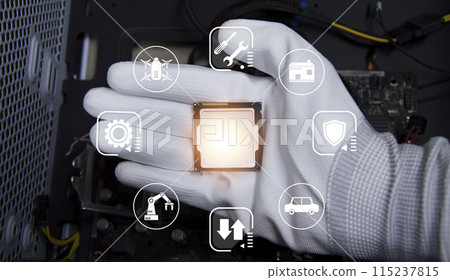 Concept, CPU, AI is used to control everything around, using artificial intelligence. Concept, CPU, AI is used to control everything around, using artificial intelligence. 115237815