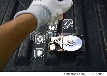 Hard drive is an important storage device, concept of data protection with security. 115237858