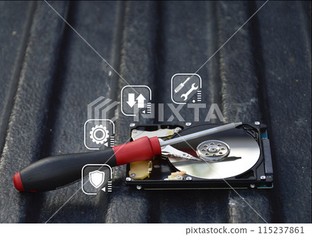 Hard drive is an important storage device, concept of data protection with security. 115237861