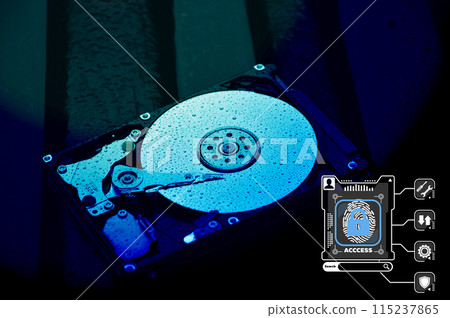 Hard drive is an important storage device, concept of data protection with security. Hard drive is an important storage device, concept of data protection with security. 115237865