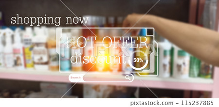 Concept of buying products during special discounts 115237885