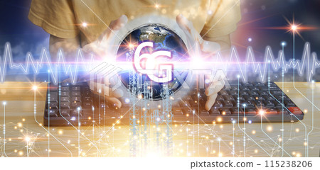 6G network concept, high speed mobile internet New age network, business concept, modern technology internet and network 6G network concept, high speed mobile internet New age network, business concept, modern technology internet and network 115238206