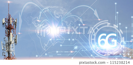 6G network concept, high speed mobile internet New age network, business concept, modern technology internet and network 115238214
