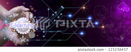 Concept e-learning education, education that is accessible anywhere in the world, education outside the classroom 115238437