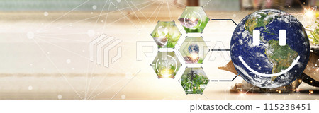 The concept of recycling, reuse, reuse helps reduce global warming. including using clean energy 115238451