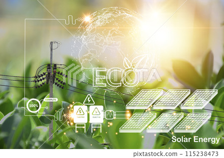 Concept of clean energy, energy from sunlight are in great demand Concept of clean energy, energy from sunlight are in great demand 115238473
