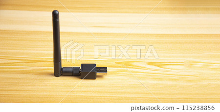 USB WiFi black wooden floor 115238856