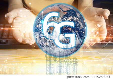 6G network concept, high speed mobile internet New age network, business concept, modern technology internet and network 6G network concept, high speed mobile internet New age network, business concept, modern technology internet and network 115239041