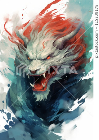 Painting and design of ancient dragon suitable for background, design or wallpaper. 115239178