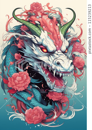 Painting and design of ancient dragon suitable for background, design, art or wallpaper. Painting and design of ancient dragon suitable for background, design, art or wallpaper. 115239213