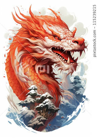 Painting and design of ancient dragon suitable for background, design, art or wallpaper. 115239215