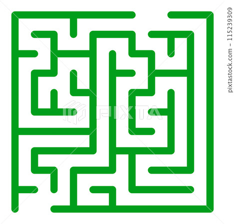Maze shape design element. There is one entrance and exit and one correct path, but many paths lead to dead Maze shape design element. There is one entrance and exit and one correct path, but many paths lead to dead 115239309