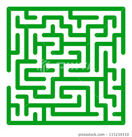 Maze shape design element. There is one entrance and exit and one correct path, but many paths lead to dead Maze shape design element. There is one entrance and exit and one correct path, but many paths lead to dead 115239310