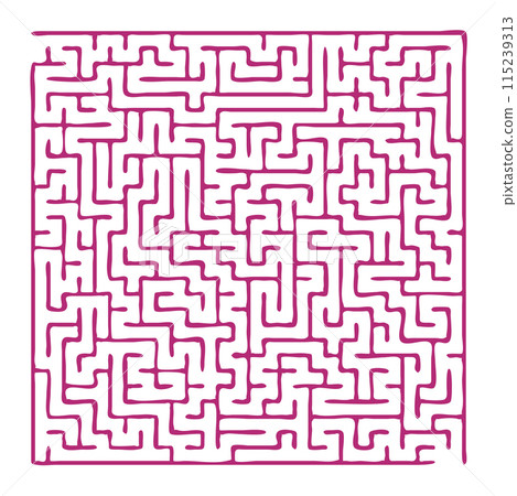 Maze shape design element. There is one entrance and exit and one correct path, but many paths lead to dead Maze shape design element. There is one entrance and exit and one correct path, but many paths lead to dead 115239313