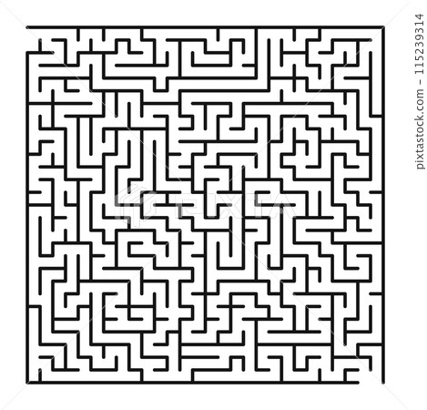 Maze shape design element. There is one entrance and exit and one correct path, but many paths lead to dead Maze shape design element. There is one entrance and exit and one correct path, but many paths lead to dead 115239314