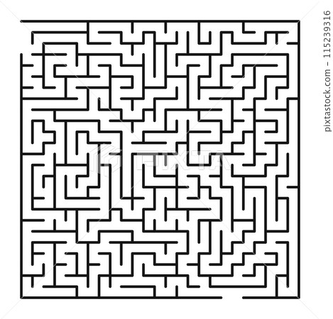 Maze shape design element. There is one entrance and exit and one correct path, but many paths lead to dead Maze shape design element. There is one entrance and exit and one correct path, but many paths lead to dead 115239316