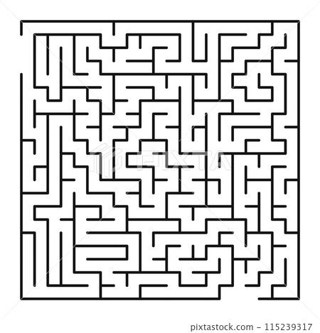 Maze shape design element. There is one entrance and exit and one correct path, but many paths lead to dead Maze shape design element. There is one entrance and exit and one correct path, but many paths lead to dead 115239317