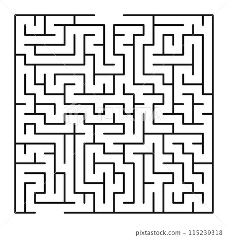 Maze shape design element. There is one entrance and exit and one correct path, but many paths lead to dead 115239318