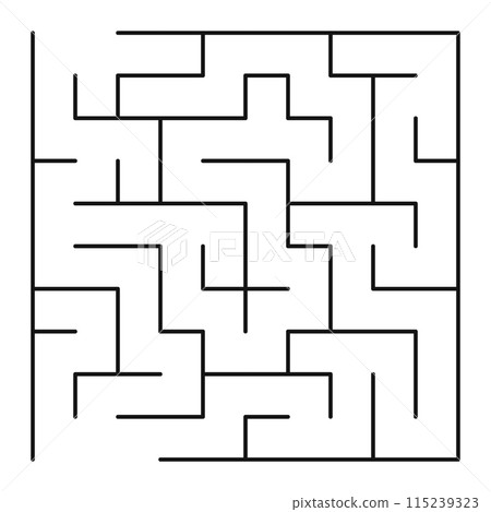 Maze shape design element. There is one entrance and exit and one correct path, but many paths lead to dead Maze shape design element. There is one entrance and exit and one correct path, but many paths lead to dead 115239323