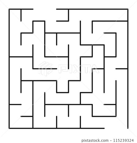 Maze shape design element. There is one entrance and exit and one correct path, but many paths lead to dead Maze shape design element. There is one entrance and exit and one correct path, but many paths lead to dead 115239324