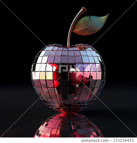 Red Apple Surface Made of Disco Ball Mosaic Mirror Red Apple Surface Made of Disco Ball Mosaic Mirror 115239453