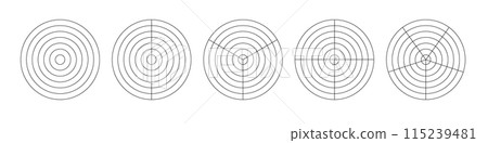 Polar grid concentric circles and steps. Blank vector polar graph paper. Radar circular graph screen. Grid with concentric circles diagram. Vector Polar grid concentric circles and steps. Blank vector polar graph paper. Radar circular graph screen. Grid with concentric circles diagram. Vector 115239481