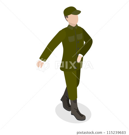 3D Isometric Flat Set of Soldiers in Uniform. Item 5 3D Isometric Flat Set of Soldiers in Uniform. Item 5 115239683