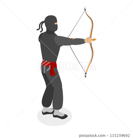 3D Isometric Flat  Set of Ninja Warriors. Item 5 115239692