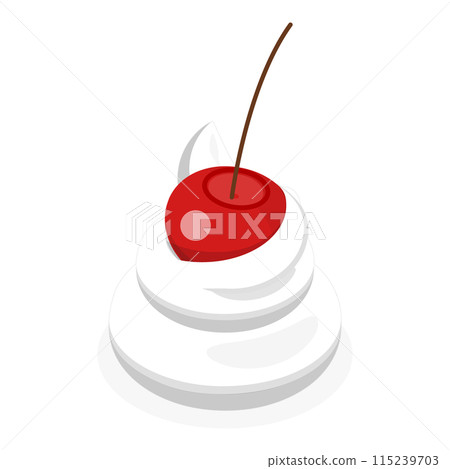 3D Isometric Flat  Set of Whipped Cream with Berries. Item 4 115239703