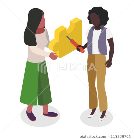 3D Isometric Flat  Illustration of Fixing Technical Problems. Item 4 115239705