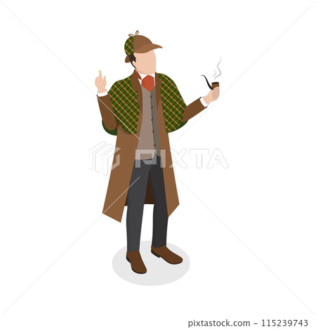 3D Isometric Flat  Set of Inspector Holmes Characters. Item 5 115239743