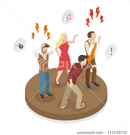 3D Isometric Flat  Illustration of Angry Characters. Item 2 115239770