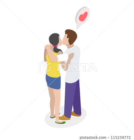 3D Isometric Flat  Set of Happy Love Couples. Item 4 115239772