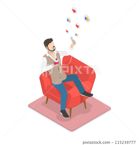 3D Isometric Flat Illustration of Introvert Vs Extravert. Item 2 3D Isometric Flat Illustration of Introvert Vs Extravert. Item 2 115239777