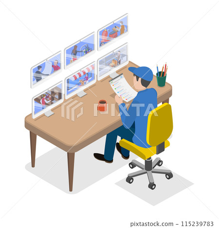 3D Isometric Flat  Illustration of Police Patrol. Item 3 115239783