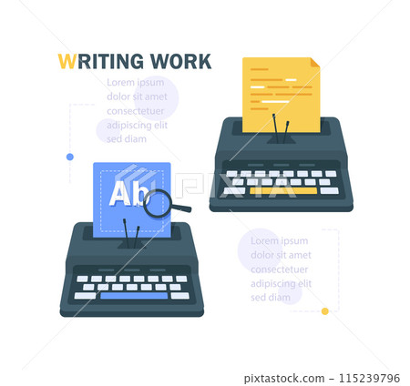 Workplace with typewriter,blogging,Storytelling technique,writing,flat design icon vector illustration Workplace with typewriter,blogging,Storytelling technique,writing,flat design icon vector illustration 115239796