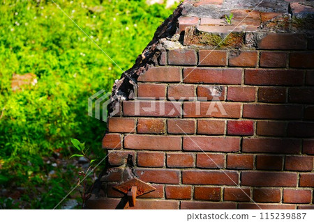 Collapsed brick wall Collapsed brick wall 115239887