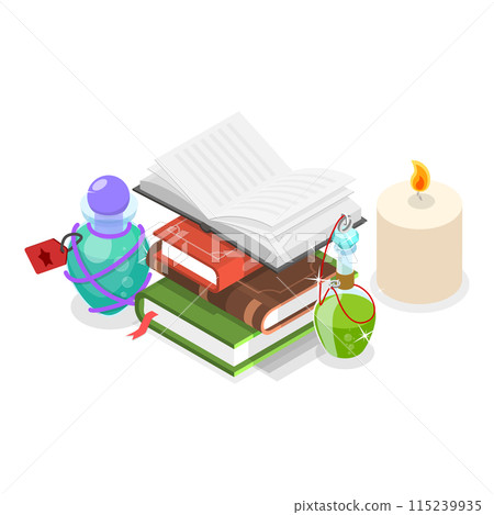 3D Isometric Flat  Set of Fairytale Characters and Items. Item 1 115239935
